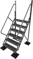 TRI-ARC - 102" 6 Step Configurable Rooftop Ladder - 50° Incline, 500 Lb Capacity, 60" Platform Height, 52-3/4" Base Width x 60" Base Depth, Serrated - Apex Tool & Supply