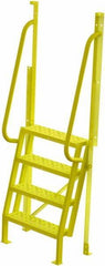 TRI-ARC - 82" 4 Step Configurable Crossover Ladder - 75° Incline, 1,000 Lb Capacity, 40" Platform Height, 30" Base Width x 20-1/2" Base Depth, Perforated Tread - Apex Tool & Supply