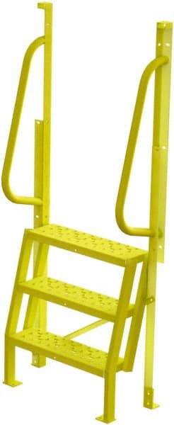 TRI-ARC - 72" 3 Step Configurable Crossover Ladder - 75° Incline, 1,000 Lb Capacity, 30" Platform Height, 30" Base Width x 18" Base Depth, Perforated Tread - Apex Tool & Supply