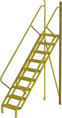 TRI-ARC - 132" 9 Step Configurable Crossover Ladder - 50° Incline, 1,000 Lb Capacity, 90" Platform Height, 30" Base Width x 78" Base Depth, Serrated - Apex Tool & Supply
