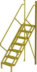 TRI-ARC - 112" 7 Step Configurable Crossover Ladder - 50° Incline, 1,000 Lb Capacity, 70" Platform Height, 30" Base Width x 61" Base Depth, Serrated - Apex Tool & Supply