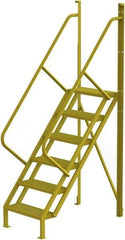 TRI-ARC - 102" 6 Step Configurable Crossover Ladder - 50° Incline, 1,000 Lb Capacity, 60" Platform Height, 30" Base Width x 52-1/2" Base Depth, Serrated - Apex Tool & Supply