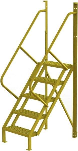 TRI-ARC - 92" 5 Step Configurable Crossover Ladder - 50° Incline, 1,000 Lb Capacity, 50" Platform Height, 30" Base Width x 44" Base Depth, Serrated - Apex Tool & Supply