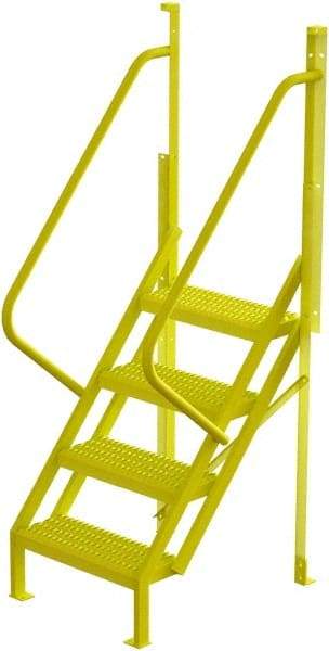 TRI-ARC - 82" 4 Step Configurable Crossover Ladder - 50° Incline, 1,000 Lb Capacity, 40" Platform Height, 30" Base Width x 35-1/2" Base Depth, Serrated - Apex Tool & Supply