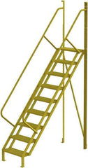 TRI-ARC - 132" 9 Step Configurable Crossover Ladder - 50° Incline, 1,000 Lb Capacity, 90" Platform Height, 30" Base Width x 78" Base Depth, Perforated Tread - Apex Tool & Supply
