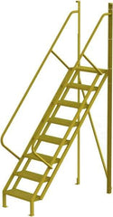 TRI-ARC - 122" 8 Step Configurable Crossover Ladder - 50° Incline, 1,000 Lb Capacity, 80" Platform Height, 30" Base Width x 69-1/2" Base Depth, Perforated Tread - Apex Tool & Supply