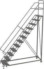 TRI-ARC - 156" 12 Step Configurable Rolling Ladder - 56° Incline, 450 Lb Capacity, 120" Platform Height, 35" Base Width x 90" Base Depth, Perforated Tread - Apex Tool & Supply