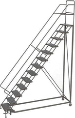 TRI-ARC - 166" 13 Step Configurable Rolling Ladder - 50° Incline, 450 Lb Capacity, 130" Platform Height, 39" Base Width x 97" Base Depth, Perforated Tread - Apex Tool & Supply