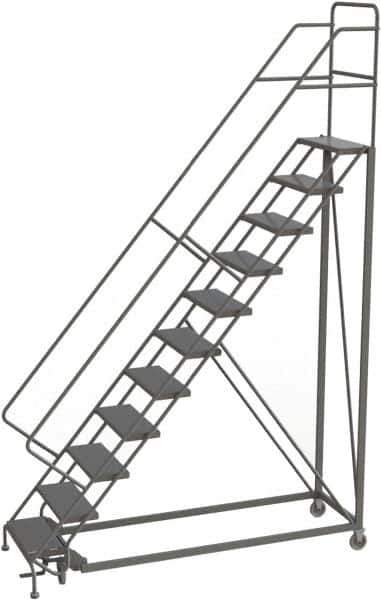 TRI-ARC - 146" 11 Step Configurable Rolling Ladder - 56° Incline, 450 Lb Capacity, 110" Platform Height, 35" Base Width x 84" Base Depth, Perforated Tread - Apex Tool & Supply