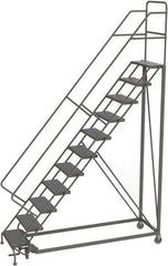 TRI-ARC - 146" 11 Step Configurable Rolling Ladder - 56° Incline, 450 Lb Capacity, 110" Platform Height, 35" Base Width x 84" Base Depth, Perforated Tread - Apex Tool & Supply