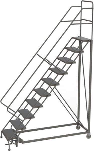 TRI-ARC - 136" 10 Step Configurable Rolling Ladder - 56° Incline, 450 Lb Capacity, 100" Platform Height, 35" Base Width x 76" Base Depth, Perforated Tread - Apex Tool & Supply