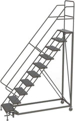 TRI-ARC - 136" 10 Step Configurable Rolling Ladder - 56° Incline, 450 Lb Capacity, 100" Platform Height, 35" Base Width x 76" Base Depth, Perforated Tread - Apex Tool & Supply