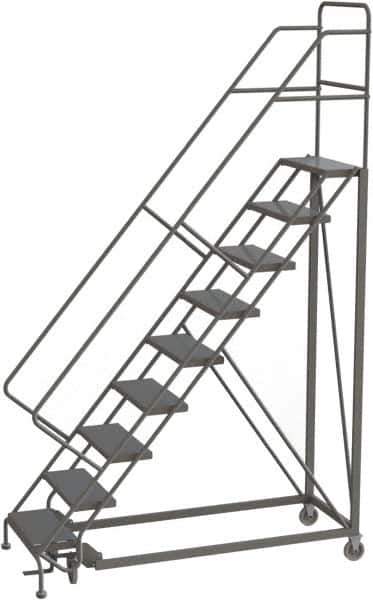 TRI-ARC - 126" 9 Step Configurable Rolling Ladder - 50° Incline, 450 Lb Capacity, 90" Platform Height, 35" Base Width x 71" Base Depth, Perforated Tread - Apex Tool & Supply