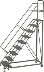 TRI-ARC - 126" 9 Step Configurable Rolling Ladder - 50° Incline, 450 Lb Capacity, 90" Platform Height, 35" Base Width x 71" Base Depth, Perforated Tread - Apex Tool & Supply