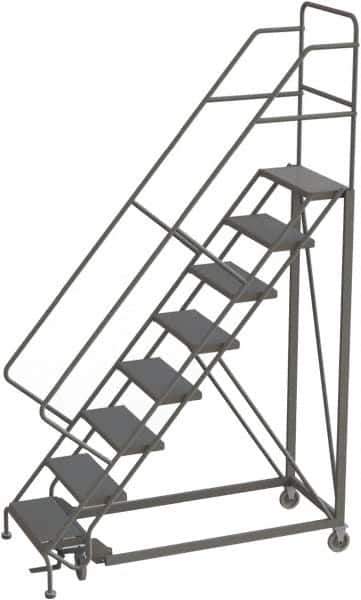 TRI-ARC - 116" 8 Step Configurable Rolling Ladder - 50° Incline, 450 Lb Capacity, 80" Platform Height, 35" Base Width x 64" Base Depth, Perforated Tread - Apex Tool & Supply