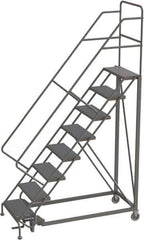 TRI-ARC - 116" 8 Step Configurable Rolling Ladder - 50° Incline, 450 Lb Capacity, 80" Platform Height, 35" Base Width x 64" Base Depth, Perforated Tread - Apex Tool & Supply