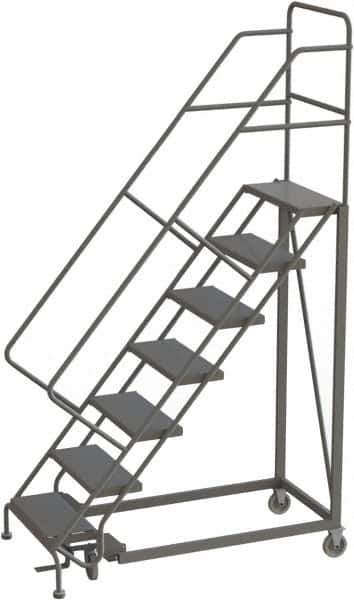 TRI-ARC - 106" 7 Step Configurable Rolling Ladder - 50° Incline, 450 Lb Capacity, 70" Platform Height, 35" Base Width x 56" Base Depth, Perforated Tread - Apex Tool & Supply