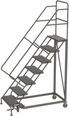 TRI-ARC - 106" 7 Step Configurable Rolling Ladder - 50° Incline, 450 Lb Capacity, 70" Platform Height, 35" Base Width x 56" Base Depth, Perforated Tread - Apex Tool & Supply