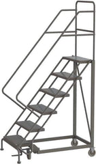 TRI-ARC - 96" 6 Step Configurable Rolling Ladder - 56° Incline, 450 Lb Capacity, 60" Platform Height, 35" Base Width x 49" Base Depth, Perforated Tread - Apex Tool & Supply