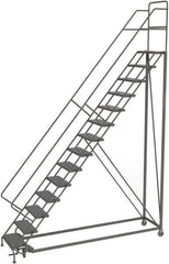 TRI-ARC - 176" 14 Step Configurable Rolling Ladder - 56° Incline, 450 Lb Capacity, 140" Platform Height, 39" Base Width x 104" Base Depth, Perforated Tread - Apex Tool & Supply