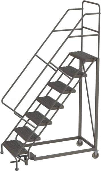 TRI-ARC - 106" 7 Step Configurable Rolling Ladder - 56° Incline, 450 Lb Capacity, 70" Platform Height, 35" Base Width x 56" Base Depth, Serrated - Apex Tool & Supply