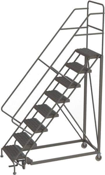 TRI-ARC - 116" 8 Step Configurable Rolling Ladder - 50° Incline, 450 Lb Capacity, 80" Platform Height, 35" Base Width x 64" Base Depth, Serrated - Apex Tool & Supply