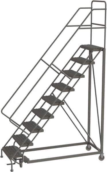 TRI-ARC - 126" 9 Step Configurable Rolling Ladder - 56° Incline, 450 Lb Capacity, 90" Platform Height, 35" Base Width x 71" Base Depth, Serrated - Apex Tool & Supply