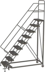 TRI-ARC - 126" 9 Step Configurable Rolling Ladder - 56° Incline, 450 Lb Capacity, 90" Platform Height, 35" Base Width x 71" Base Depth, Serrated - Apex Tool & Supply