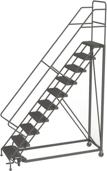 TRI-ARC - 136" 10 Step Configurable Rolling Ladder - 56° Incline, 450 Lb Capacity, 100" Platform Height, 35" Base Width x 76" Base Depth, Serrated - Apex Tool & Supply