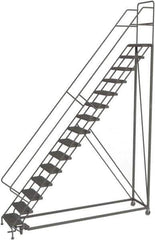 TRI-ARC - 186" 15 Step Configurable Rolling Ladder - 56° Incline, 450 Lb Capacity, 150" Platform Height, 39" Base Width x 111" Base Depth, Serrated - Apex Tool & Supply
