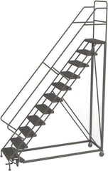 TRI-ARC - 146" 11 Step Configurable Rolling Ladder - 56° Incline, 450 Lb Capacity, 110" Platform Height, 35" Base Width x 84" Base Depth, Serrated - Apex Tool & Supply