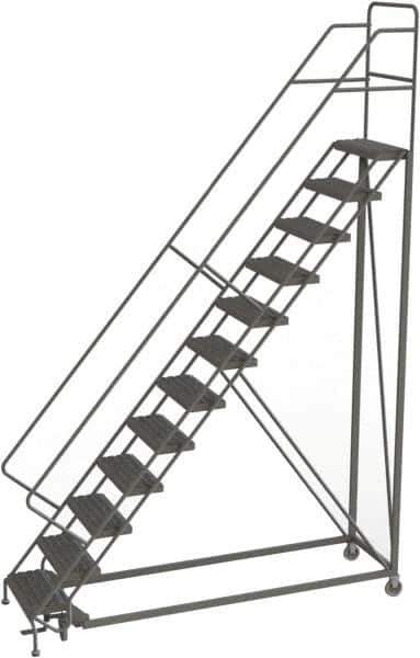 TRI-ARC - 156" 12 Step Configurable Rolling Ladder - 56° Incline, 450 Lb Capacity, 120" Platform Height, 35" Base Width x 90" Base Depth, Serrated - Apex Tool & Supply
