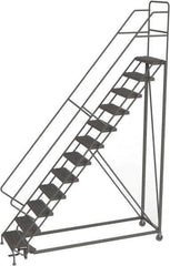 TRI-ARC - 156" 12 Step Configurable Rolling Ladder - 50° Incline, 450 Lb Capacity, 120" Platform Height, 35" Base Width x 90" Base Depth, Serrated - Apex Tool & Supply