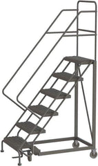 TRI-ARC - 96" 6 Step Configurable Rolling Ladder - 56° Incline, 450 Lb Capacity, 60" Platform Height, 35" Base Width x 49" Base Depth, Serrated - Apex Tool & Supply