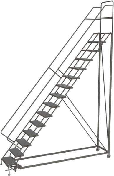 TRI-ARC - 186" 15 Step Configurable Rolling Ladder - 50° Incline, 450 Lb Capacity, 150" Platform Height, 39" Base Width x 111" Base Depth, Perforated Tread - Apex Tool & Supply