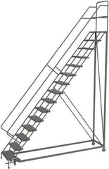TRI-ARC - 186" 15 Step Configurable Rolling Ladder - 50° Incline, 450 Lb Capacity, 150" Platform Height, 39" Base Width x 111" Base Depth, Perforated Tread - Apex Tool & Supply