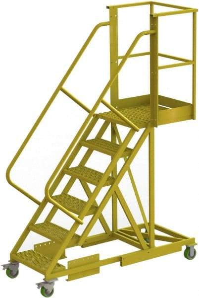 TRI-ARC - 102" 6 Step Configurable Cantilever Ladder - Supported, 300 Lb Capacity, 60" Platform Height, 30" Base Width x 72" Base Depth, Perforated Tread - Apex Tool & Supply