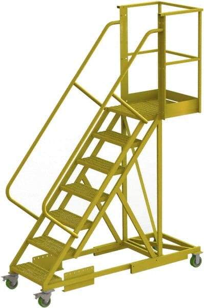 TRI-ARC - 112" 7 Step Configurable Cantilever Ladder - Supported, 300 Lb Capacity, 70" Platform Height, 30" Base Width x 81" Base Depth, Perforated Tread - Apex Tool & Supply
