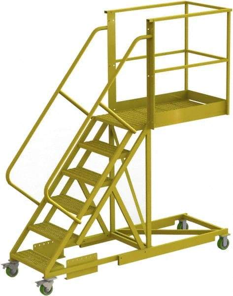TRI-ARC - 102" 6 Step Configurable Cantilever Ladder - Supported, 300 Lb Capacity, 60" Platform Height, 30" Base Width x 92" Base Depth, Serrated - Apex Tool & Supply