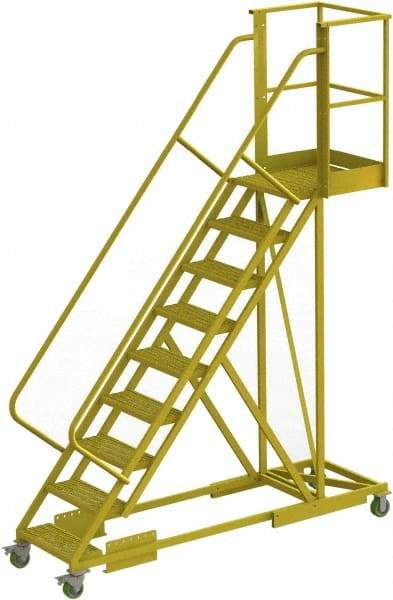 TRI-ARC - 132" 9 Step Configurable Cantilever Ladder - Supported, 300 Lb Capacity, 90" Platform Height, 30" Base Width x 97" Base Depth, Perforated Tread - Apex Tool & Supply