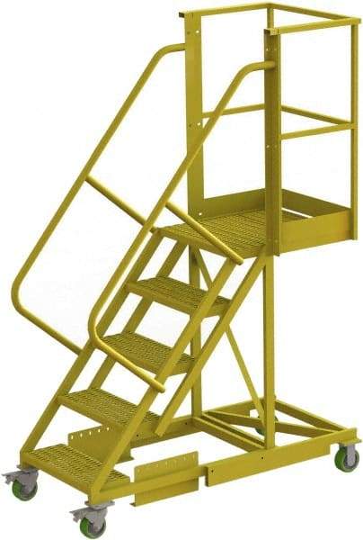 TRI-ARC - 92" 5 Step Configurable Cantilever Ladder - Supported, 300 Lb Capacity, 50" Platform Height, 30" Base Width x 64" Base Depth, Serrated - Apex Tool & Supply