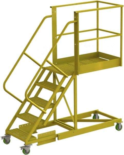 TRI-ARC - 92" 5 Step Configurable Cantilever Ladder - Supported, 300 Lb Capacity, 50" Platform Height, 30" Base Width x 84" Base Depth, Serrated - Apex Tool & Supply