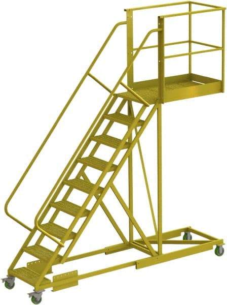 TRI-ARC - 132" 9 Step Configurable Cantilever Ladder - Supported, 300 Lb Capacity, 90" Platform Height, 30" Base Width x 117" Base Depth, Perforated Tread - Apex Tool & Supply