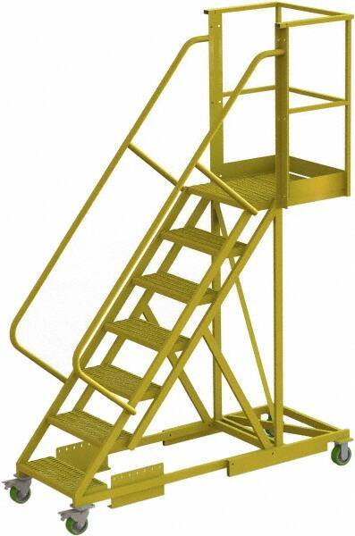 TRI-ARC - 112" 7 Step Configurable Cantilever Ladder - Supported, 300 Lb Capacity, 70" Platform Height, 30" Base Width x 81" Base Depth, Serrated - Apex Tool & Supply