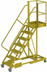 TRI-ARC - 112" 7 Step Configurable Cantilever Ladder - Supported, 300 Lb Capacity, 70" Platform Height, 30" Base Width x 81" Base Depth, Serrated - Apex Tool & Supply