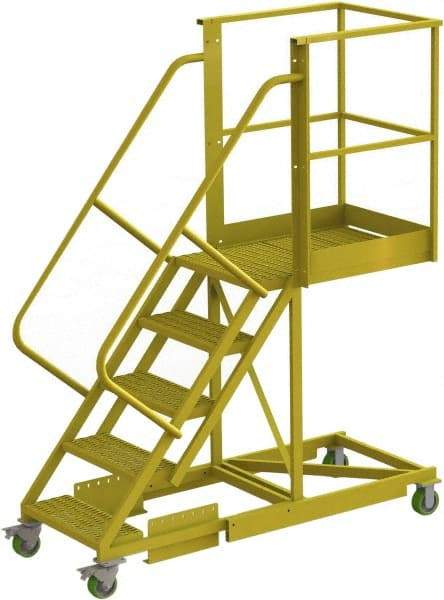 TRI-ARC - 92" 5 Step Configurable Cantilever Ladder - Supported, 300 Lb Capacity, 50" Platform Height, 30" Base Width x 74" Base Depth, Perforated Tread - Apex Tool & Supply