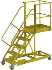 TRI-ARC - 92" 5 Step Configurable Cantilever Ladder - Supported, 300 Lb Capacity, 50" Platform Height, 30" Base Width x 74" Base Depth, Perforated Tread - Apex Tool & Supply