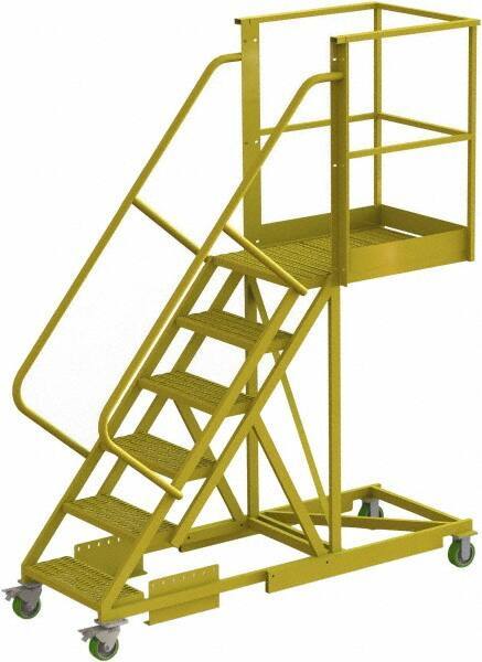 TRI-ARC - 102" 6 Step Configurable Cantilever Ladder - Supported, 300 Lb Capacity, 60" Platform Height, 30" Base Width x 82" Base Depth, Perforated Tread - Apex Tool & Supply