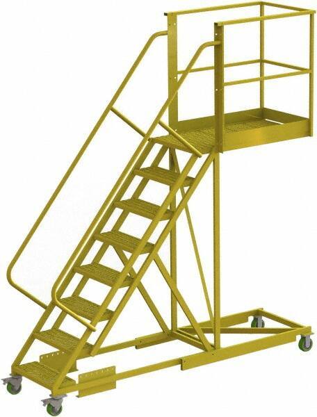 TRI-ARC - 122" 8 Step Configurable Cantilever Ladder - Supported, 300 Lb Capacity, 80" Platform Height, 30" Base Width x 109" Base Depth, Perforated Tread - Apex Tool & Supply