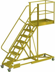 TRI-ARC - 122" 8 Step Configurable Cantilever Ladder - Supported, 300 Lb Capacity, 80" Platform Height, 30" Base Width x 109" Base Depth, Perforated Tread - Apex Tool & Supply